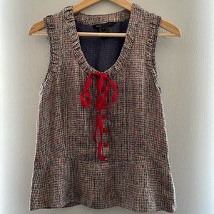 EUC Marc Jacobs Check Print Multicolor Button Detail Silk Sleeveless Blouse Sz 2